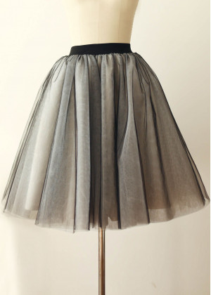 Black Tulle Ivory Lining Knee Length Skirt Black Tulle Ivory Lining Knee Length Skirt